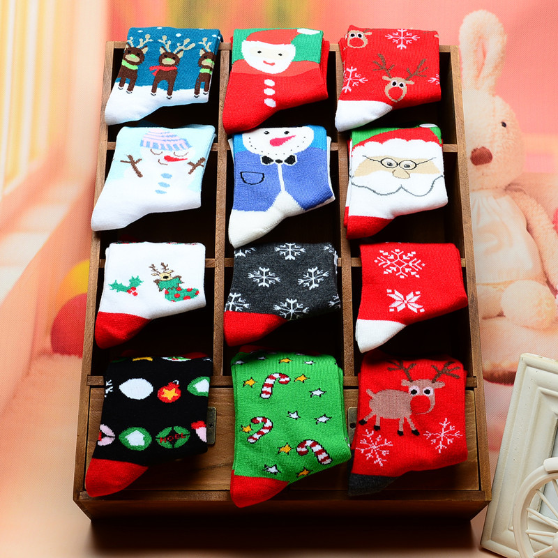 Christmas fashion mid-calf length cotton socks women