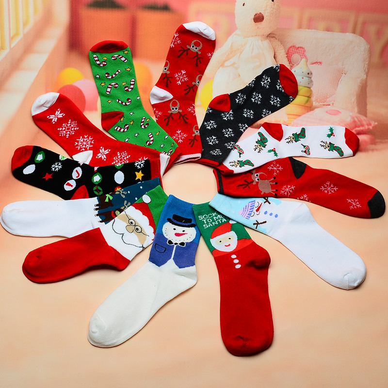 Christmas fashion mid-calf length cotton socks women