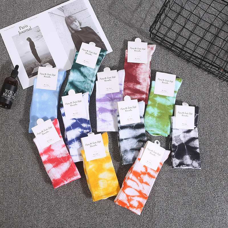 Spring and autumn trend tie-dyed slouch cotton sock slouchy socks unisex