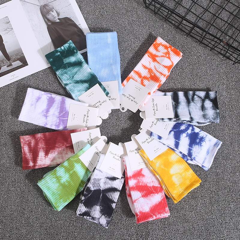 Spring and autumn trend tie-dyed slouch cotton sock slouchy socks unisex