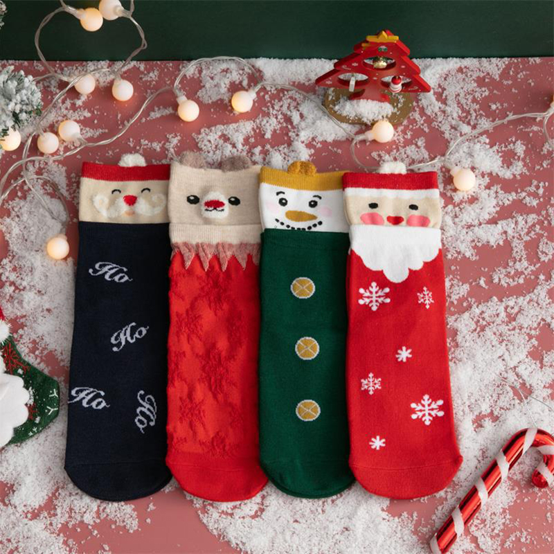 Autumn and winter middle tube Christmas ladies cotton socks 2021