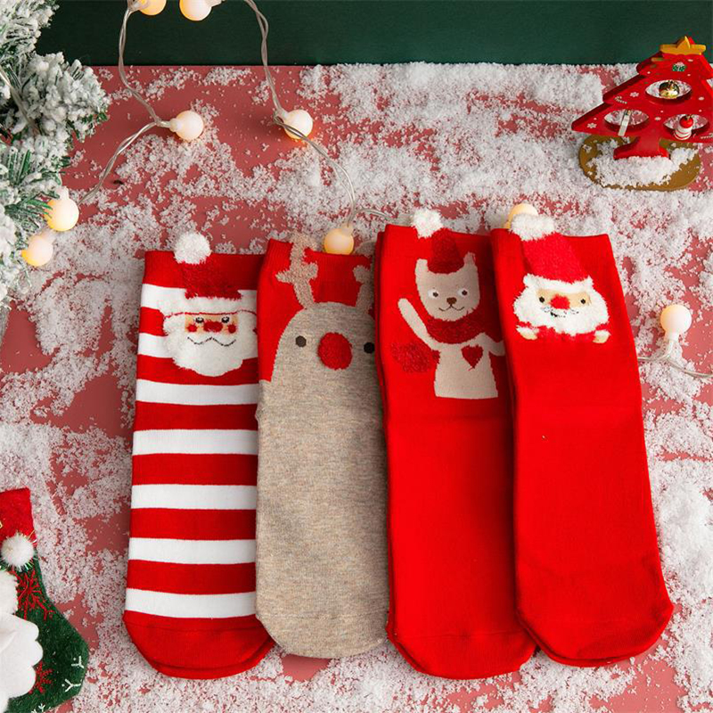 Autumn and winter middle tube Christmas ladies cotton socks 2021