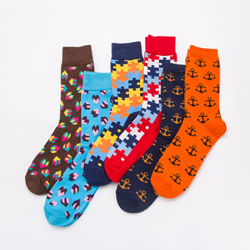 Happy Socks Wholesale Personality Jigsaw Coupletube fun cartoon sock adult