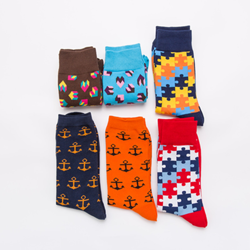 Happy Socks Wholesale Personality Jigsaw Coupletube fun cartoon sock adult