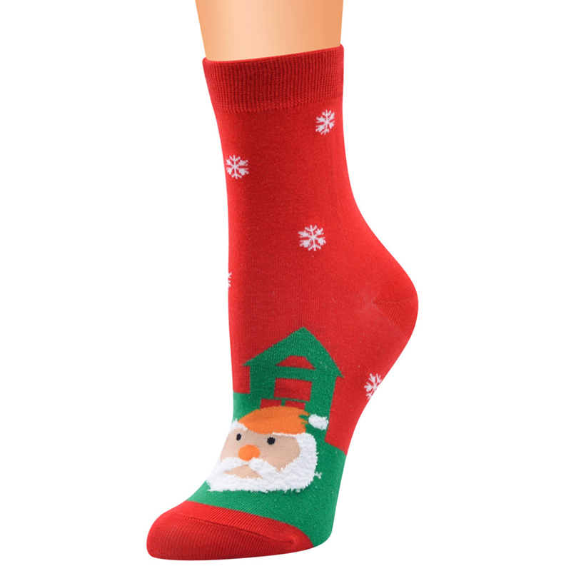 Medium tube cotton Christmas winter non slip socks women foot