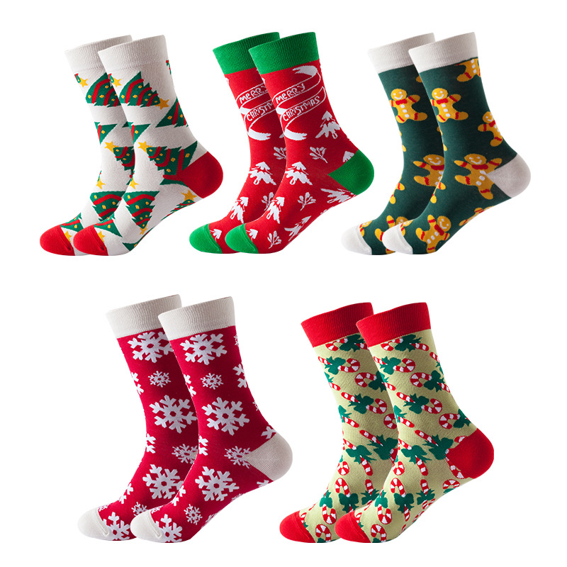 Autumn and winter in the tube Christmas cotton graphic sock for men