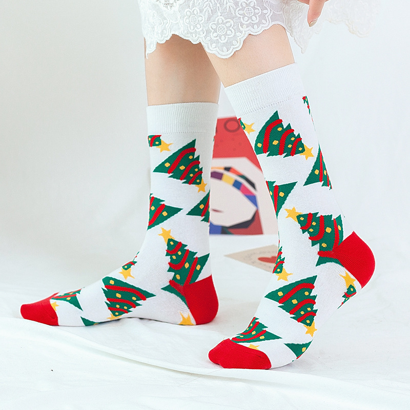 Autumn and winter in the tube Christmas cotton graphic sock for men