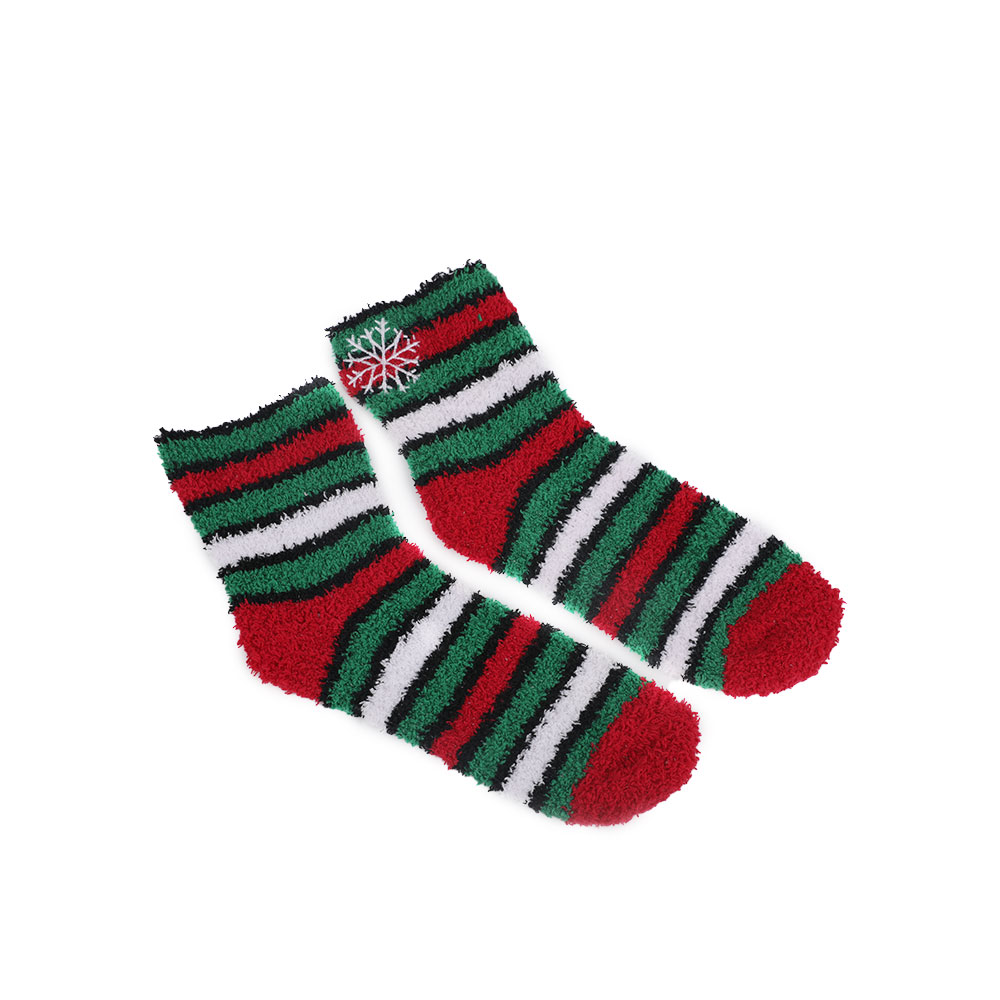 Ladies thickened embroidered coral wool Christmas floor socks