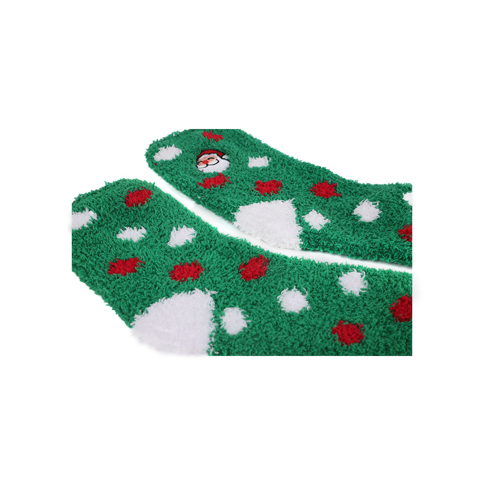 Ladies thickened embroidered coral wool Christmas floor socks